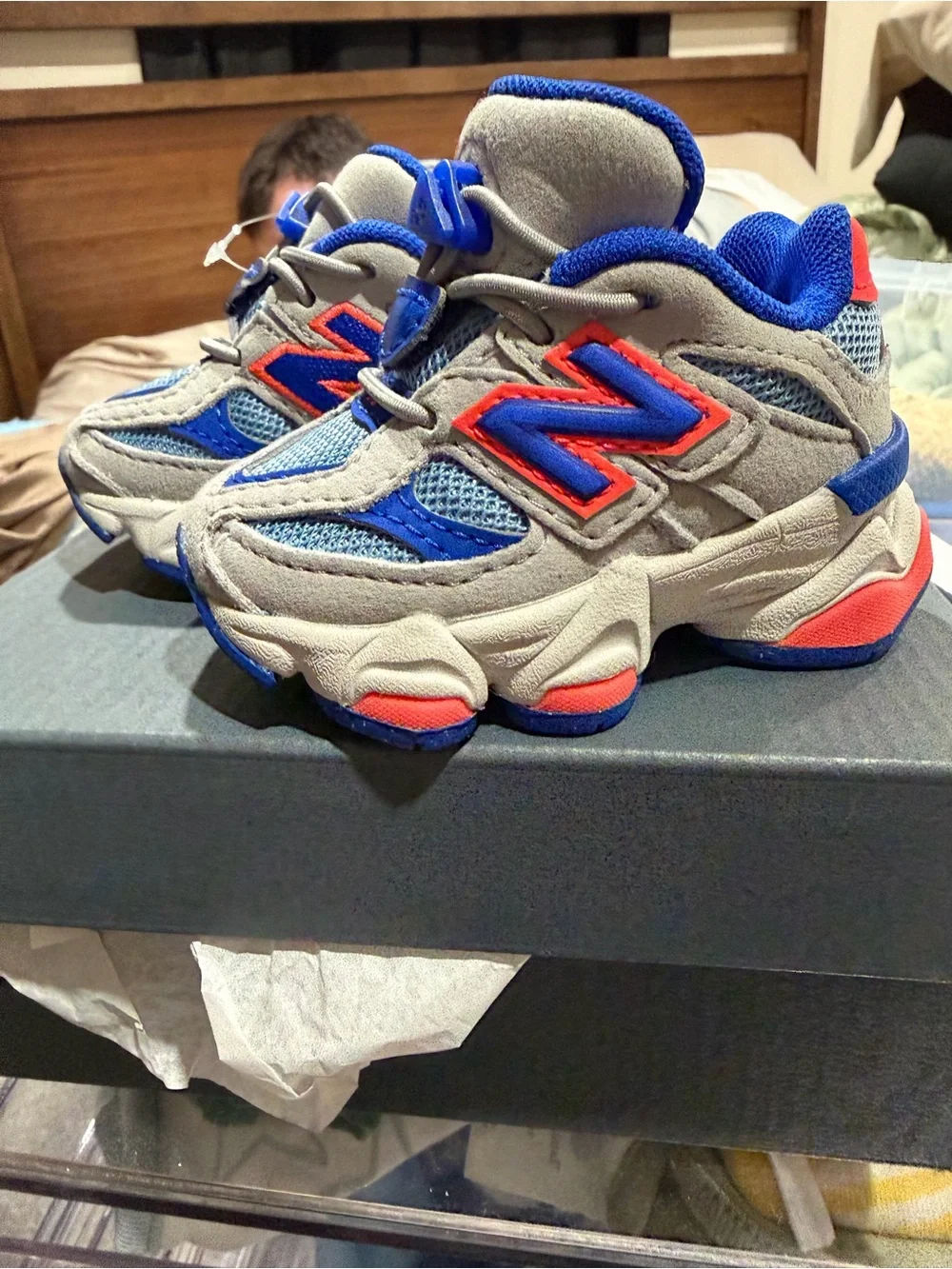 New Balance baby Gray, Blue and Coral Athletic Sneakers